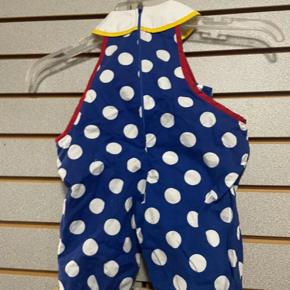 Vintage Clown Inspired Baby Romper Blue Polka Dot Costume 3-6 Months RN 70466‎